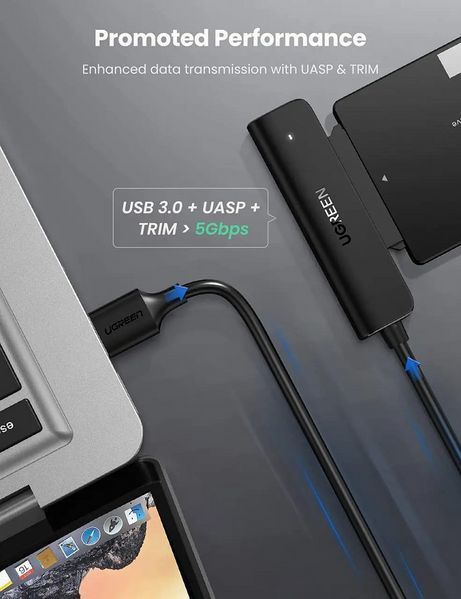 Наружный карман для накопителя UGREEN CM321 USB-A to 2.5-Inch SATA Converter 50cm (UGR-70609) UGR-70609 фото
