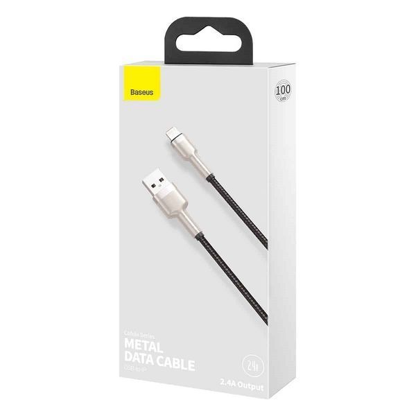 Кабель Baseus Cafule Series Metal Data Cable USB to IP 2.4A 2m Black CALJK-B01 фото