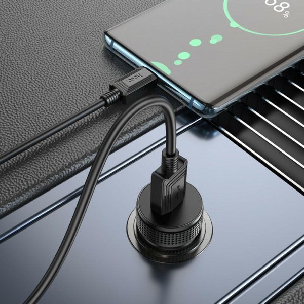 Автомобильное зарядное устройство HOCO Z49A Level single port QC3.0 18W (Type-C) Black 656-00362 фото