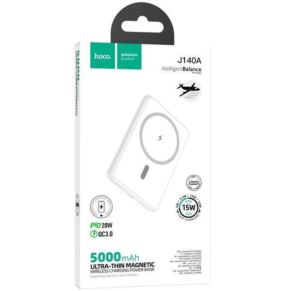 Портативний ЗП Power Bank Hoco J140A Tony ultra-thin PD20W з БЗП 5000 mAh White ILSO-00000085063-2 фото