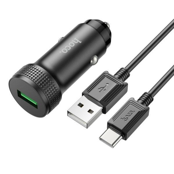 Автомобильное зарядное устройство HOCO Z49A Level single port QC3.0 18W (Type-C) Black 656-00362 фото