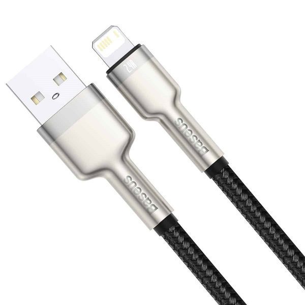 Кабель Baseus Cafule Series Metal Data Cable USB to IP 2.4A 2m Black CALJK-B01 фото