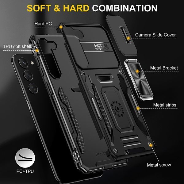 Ударопрочный чехол Camshield Army Ring для Samsung Galaxy S21+ Black 777-05059 фото