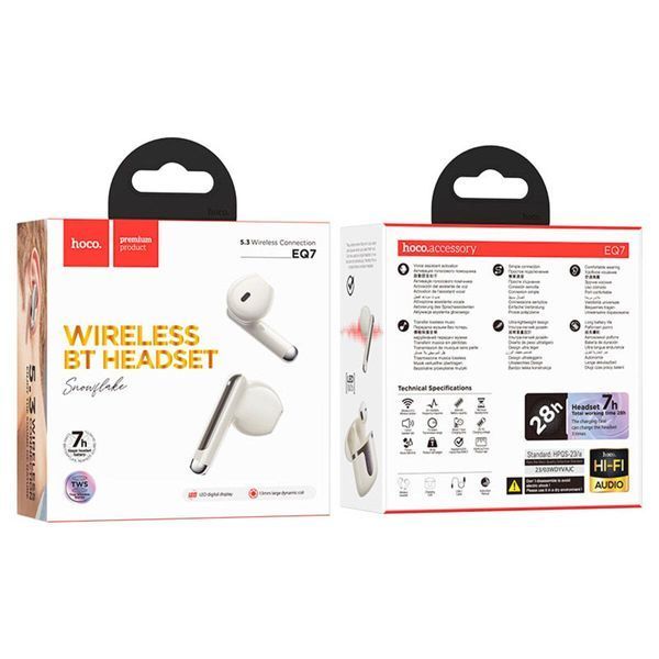Беспроводные наушники HOCO EQ7 Snowflake true wireless BT headset Milky White 656-01623 фото