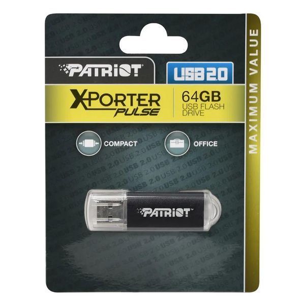 Флеш-накопичувач Patriot USB 2.0 Xporter Pulse 64GB Metal/Black PSF64GXPPBUSB фото