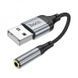Аудиокабель HOCO LS36 USB-A to 3.5mm female, nylon braid, 0,12m, Black 6942007608879 фото 3