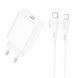 Мережевий зарядний пристрій з кабелем BOROFONE BA21A Pro Long journey single port PD20W charger set(C to iP) White 6941991111419 фото 1