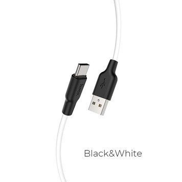 Кабель HOCO X21 Plus USB to Type-C 3A, 1m, silicone, silicone connectors, Black+White 6931474711915 фото
