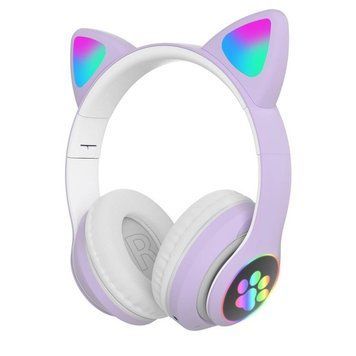 Дитячі бездротові навушники з котячими вушками STN-28 Cat Ear Бузкові 202-00378 фото