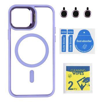 Чехол TPU+PC+Metal Stand Case with MagSafe and Camera Lenses для iPhone 12/12 Pro Purple 214-03700 фото