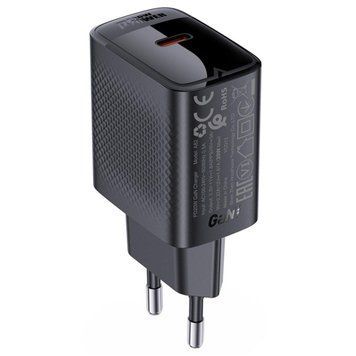 Сетевое зарядное устройство ACEFAST A82 PD20W GaN single USB-C charger Black 656-01280 фото