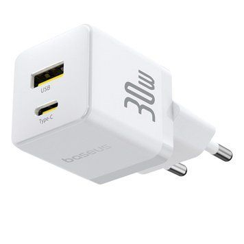Мережевий зарядник пристрій Baseus Palm Fast Charger C+U 30W EU Moon White 656-01407 фото