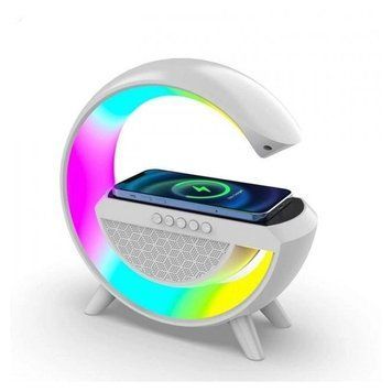 Портативная колонка Bluetooth BT 2301 с функцией лампы-ночника и беспроводной зарядкой 15 Вт Белая 202-00398 фото