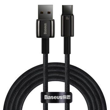 Кабель Baseus Tungsten Gold Fast Charging Data Cable USB to Type-C 100W 1m Black CAWJ000001 фото