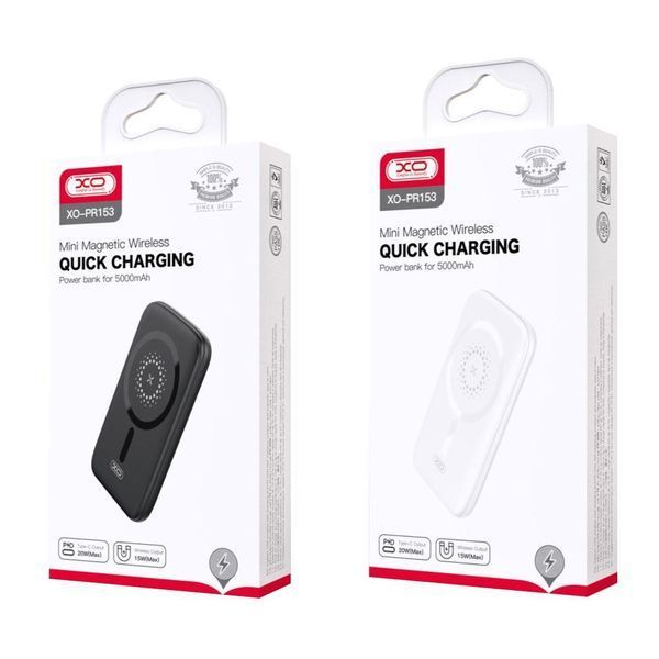 Power Bank XO PR153 PD20W Magnetic wireless 15W Type-C 5000mAh Чорний 656-01486 фото