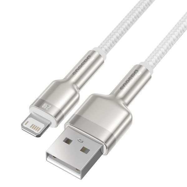 Кабель Baseus Cafule Series Metal Data Cable USB to IP 2.4A 2m White CALJK-B02 фото
