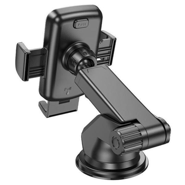 Автодержатель для телефона HOCO CA95 Polaris push-type telescopic suction cup car holder Black 6931474758514 фото