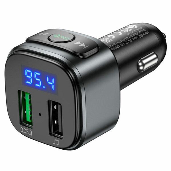 Автомобильное зарядное устройство с FM-модулятором HOCO E67 Fighter QC3.0 18W car BT FM transmitter Black 656-00580 фото