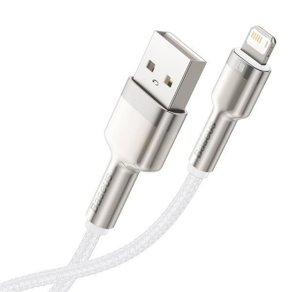 Кабель Baseus Cafule Series Metal Data Cable USB to IP 2.4A 2m White CALJK-B02 фото