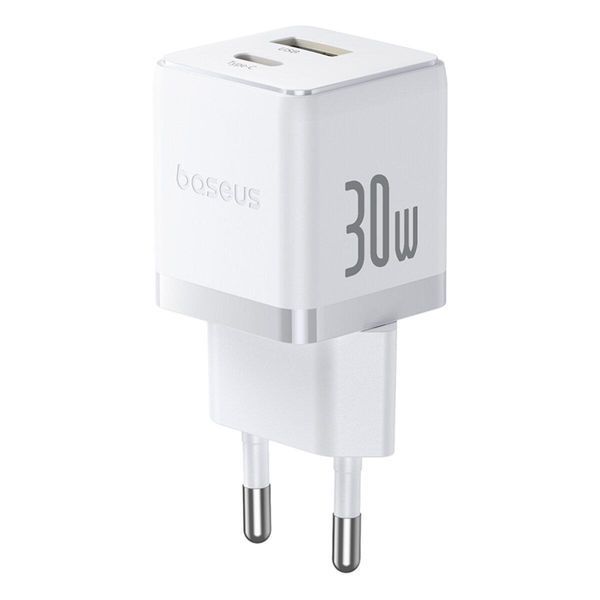 Мережевий зарядник пристрій Baseus Palm Fast Charger C+U 30W EU Moon White 656-01407 фото