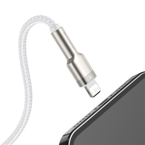 Кабель Baseus Cafule Series Metal Data Cable USB to IP 2.4A 2m White CALJK-B02 фото