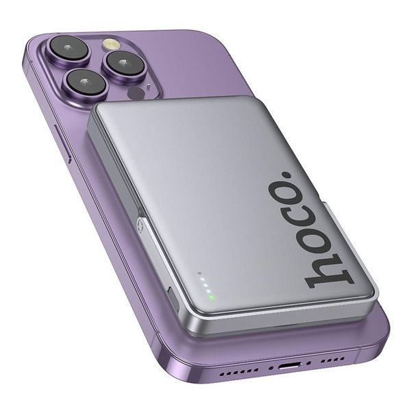 Power Bank Hoco Q36 Sunlight PD20W magnetic suction+holder 5000mAh Сірий 656-03291 фото