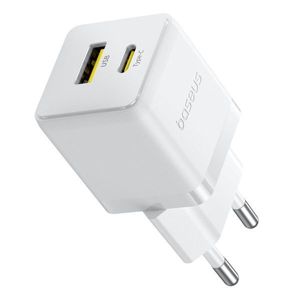 Мережевий зарядник пристрій Baseus Palm Fast Charger C+U 30W EU Moon White 656-01407 фото