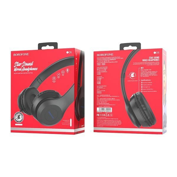 Наушники проводные BOROFONE BO5 Star sound wired headphones Black 6931474709912 фото