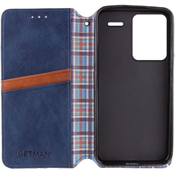 Кожаный чехол-книжка GETMAN Cubic для Xiaomi Redmi Note 13 Pro+ Синий 555-01745 фото