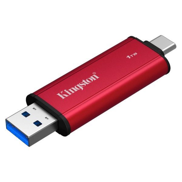 Портативный SSD Kingston Dual USB-A/C 1TB Dual Portable 1050MB/s USB 3.2 Gen 2 Red/Black SPSD/1TB фото