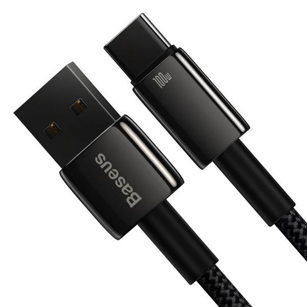 Кабель Baseus Tungsten Gold Fast Charging Data Cable USB to Type-C 100W 1m Black CAWJ000001 фото