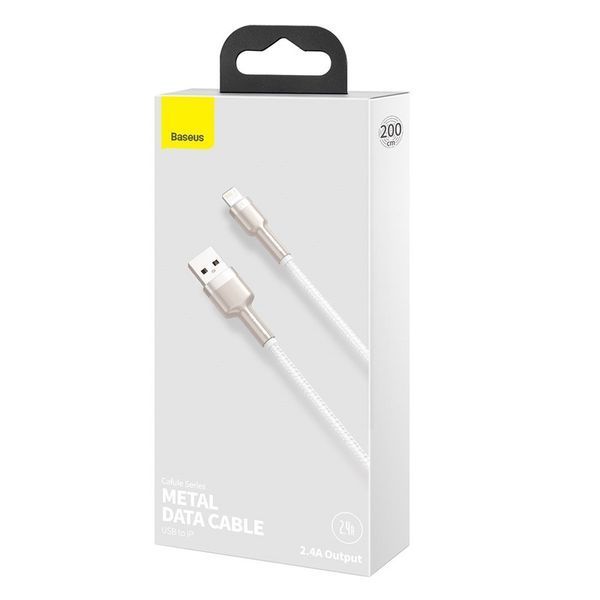 Кабель Baseus Cafule Series Metal Data Cable USB to IP 2.4A 2m White CALJK-B02 фото