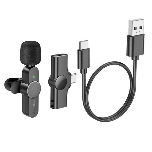 Беспроводная микрофонная система BOROFONE BFK12 Trophy lavalier (Type-C) Black 6941991106392 фото