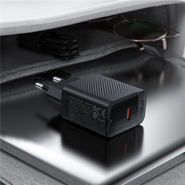 Мережевий зарядний пристрій ACEFAST A82 PD20W GaN single USB-C charger Black 656-01280 фото
