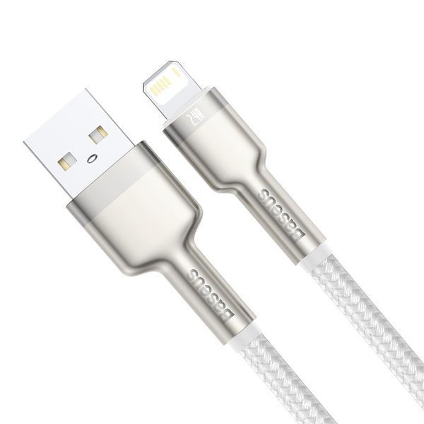 Кабель Baseus Cafule Series Metal Data Cable USB to IP 2.4A 2m White CALJK-B02 фото