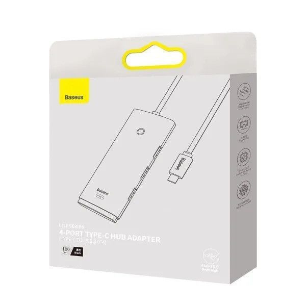 USB-хаб Baseus Lite Series 4-Port Type-C HUB Adapter (Type-C to USB 3.0*4 ) 1m Black WKQX030401 фото