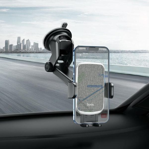 Автодержатель для телефона HOCO CA95 Polaris push-type telescopic suction cup car holder Black 6931474758514 фото