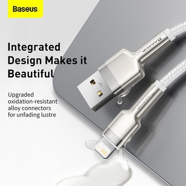 Кабель Baseus Cafule Series Metal Data Cable USB to IP 2.4A 2m White CALJK-B02 фото