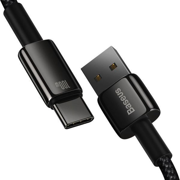 Кабель Baseus Tungsten Gold Fast Charging Data Cable USB to Type-C 100W 1m Black CAWJ000001 фото