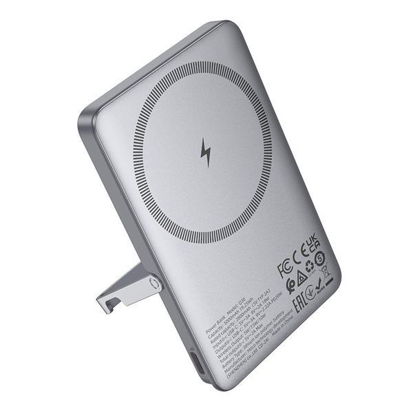 Power Bank Hoco Q36 Sunlight PD20W magnetic suction+holder 5000mAh Сірий 656-03291 фото