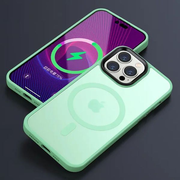 TPU+PC чохол Metal Buttons with MagSafe Colorful для Apple iPhone 12 Pro Max (6.7") Matcha Green 555-03094 фото