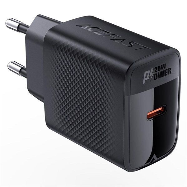 Мережевий зарядний пристрій ACEFAST A82 PD20W GaN single USB-C charger Black 656-01280 фото