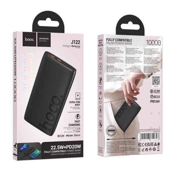 Портативный аккумулятор Hoco J122 Respect 10000mAh 22.5W+PD20W Черный 216-00082 фото