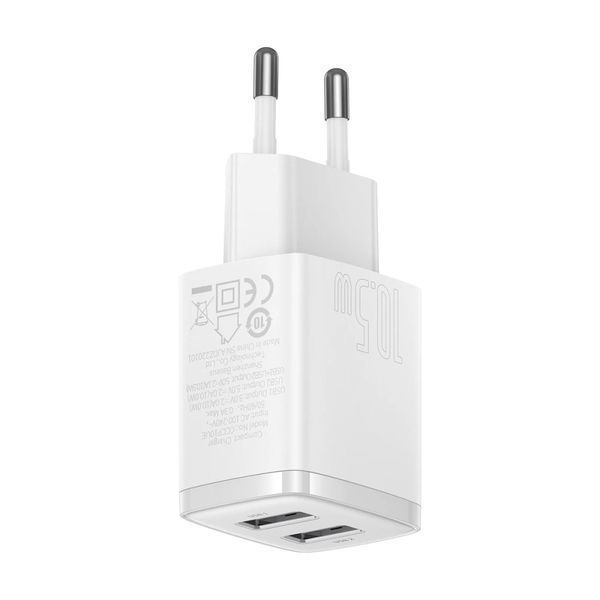 Мережевий зарядний пристрій Baseus Compact Charger 2U 10.5W EU White CCXJ010202 фото