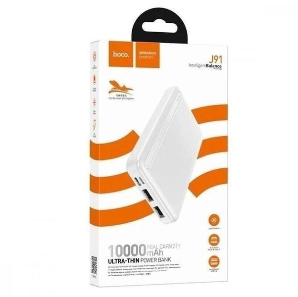 Портативний акумулятор Power Bank Hoco J91 2USB 10000mAh Білий 216-00040 фото
