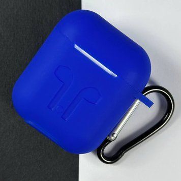 Силиконовый чехол с карабином для наушников AirPods 2 Dark Blue 203-00446 фото
