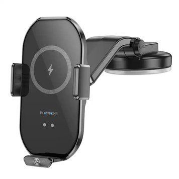 Тримач для мобільного з БЗП BOROFONE BH206 Rusher infrared wireless fast charging car holder(center console) 656-00523 фото
