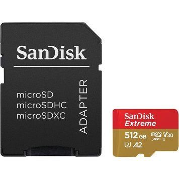 Карта памяти microSDXC (UHS-1 U3) SanDisk Extreme A2 512Gb class 10 V30 (R190MB/s,W130MB/s) (adapter SD) SDSQXAV-512G-GN6MA фото