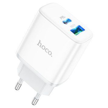 Сетевое зарядное устройство HOCO C105A Stage dual port PD20W+QC3.0 charger White 6931474782946 фото
