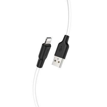 Кабель HOCO X21 Plus USB to iP 2.4A, 2m, silicone, silicone connectors, Black+White 6931474713780 фото